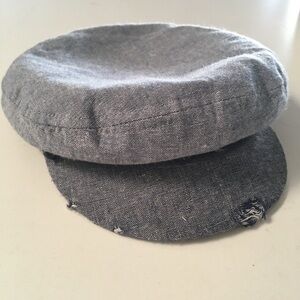 New $59 Brixton blue denim distressed fiddler cap hat XS 54cm